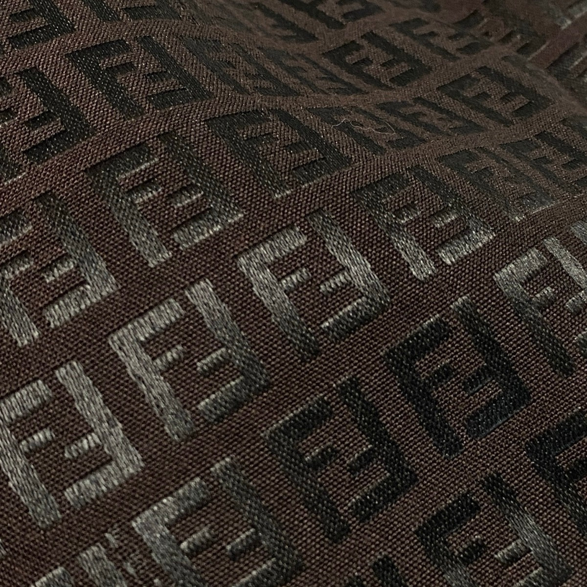 Ij23 FENDI フェンディ ズッカ柄 中綿 ロングコート サイズ42 ダークブラウン ブラック レディースo07t