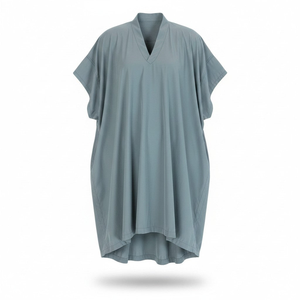 Af27 Y's ワイズ 23ss FLARED DRESS WITH SMALL COLLARS 半袖ワンピース YH-D29-026 サイズ2 グレー レディースo07t