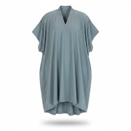 Af27 Y's ワイズ 23ss FLARED DRESS WITH SMALL COLLARS 半袖ワンピース YH-D29-026 サイズ2 グレー レディースo07t