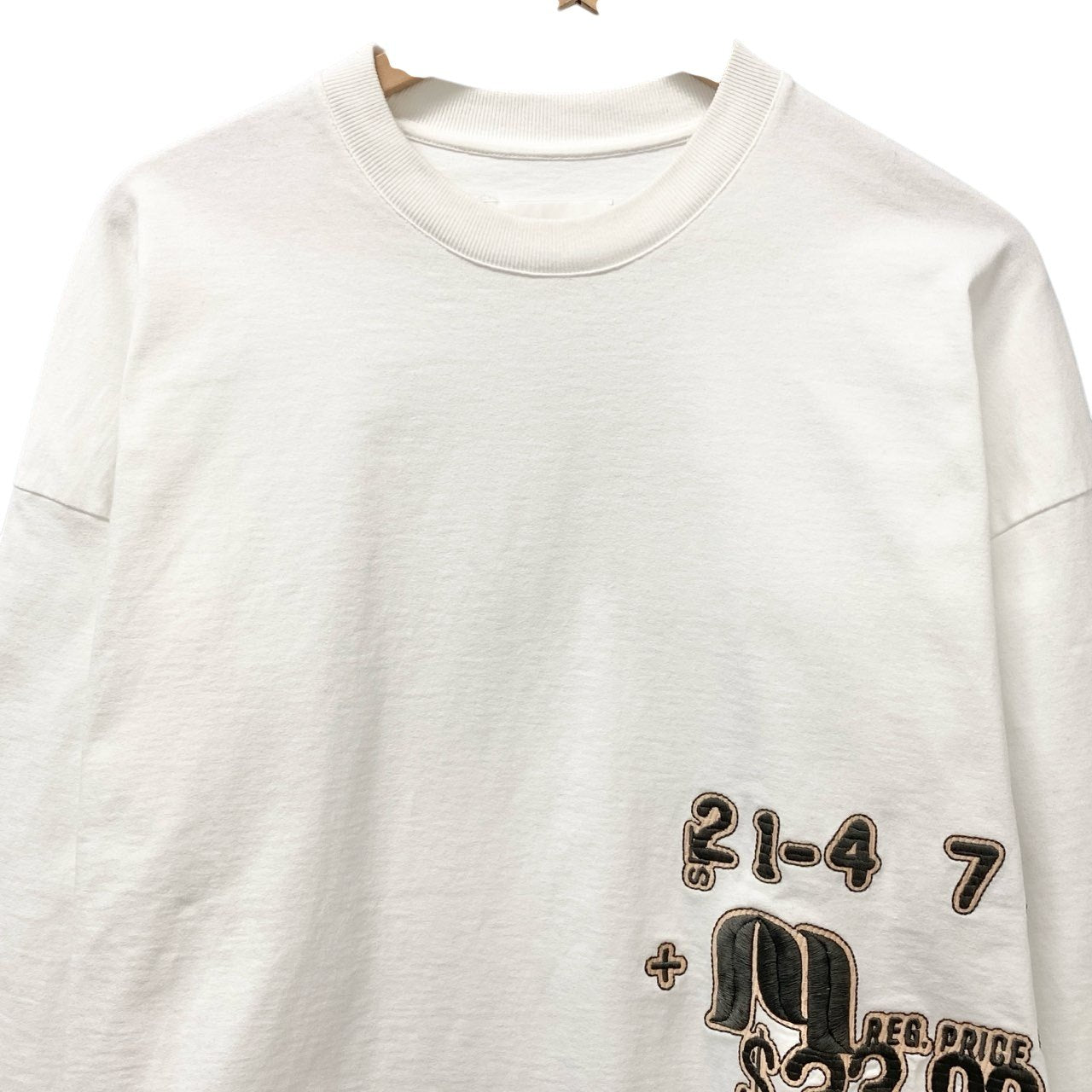 83b26 JIL SANDER ジルサンダー 長袖Ｔシャツ カットソー トップス ワッペン Ｓ ホワイト系 コットン メンズu02t