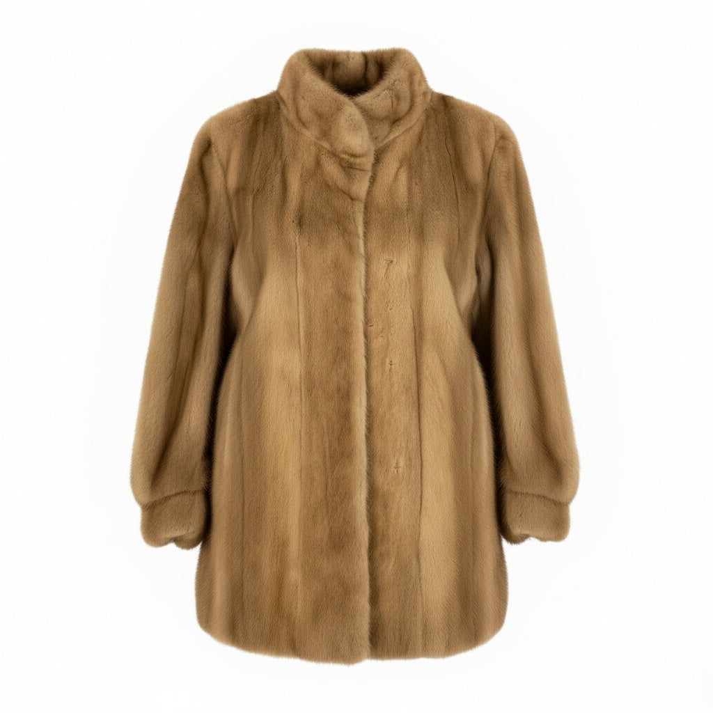84a21 パステルミンク ミンクコート ハーフコート レディース 女性用 サイズ13 ライトブラウン系 ミンクファー 本毛皮u02t