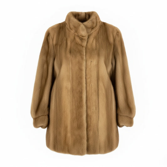 84a21 パステルミンク ミンクコート ハーフコート レディース 女性用 サイズ13 ライトブラウン系 ミンクファー 本毛皮u02t