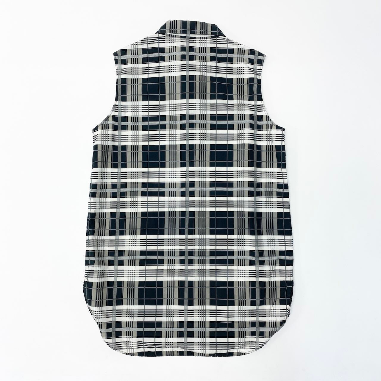 2c29 Christian Dior クリスチャンディオール ノースリーブシャツ シャツブラウス チェック柄 ブランドロゴ刺繍 8C21540L1378 40サイズ ブラック ホワイト コットン100％ レディース 女性用o07t