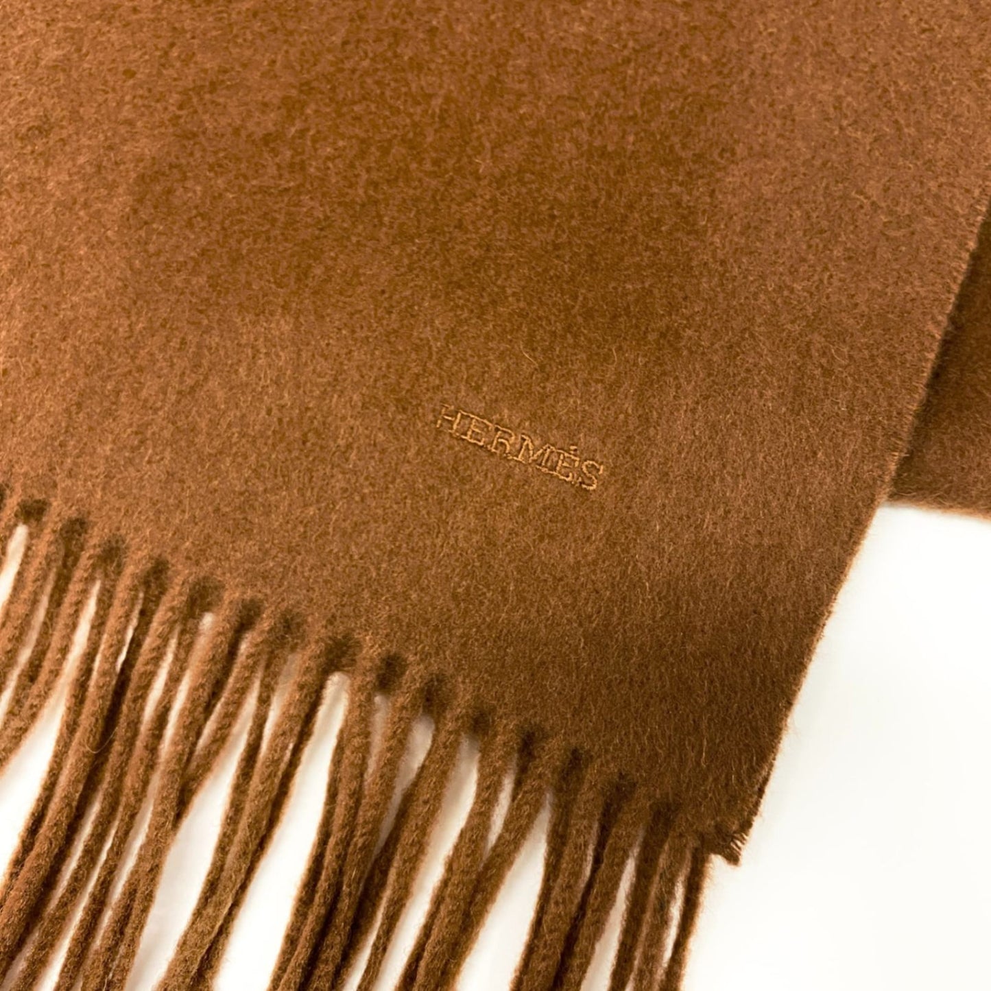 l20 HERMES エルメス ブラウン カシミヤ100 50cm×320cm 超大判 カシミヤマフラー ストール ユニセックス メンズ レディース カシミアk02i