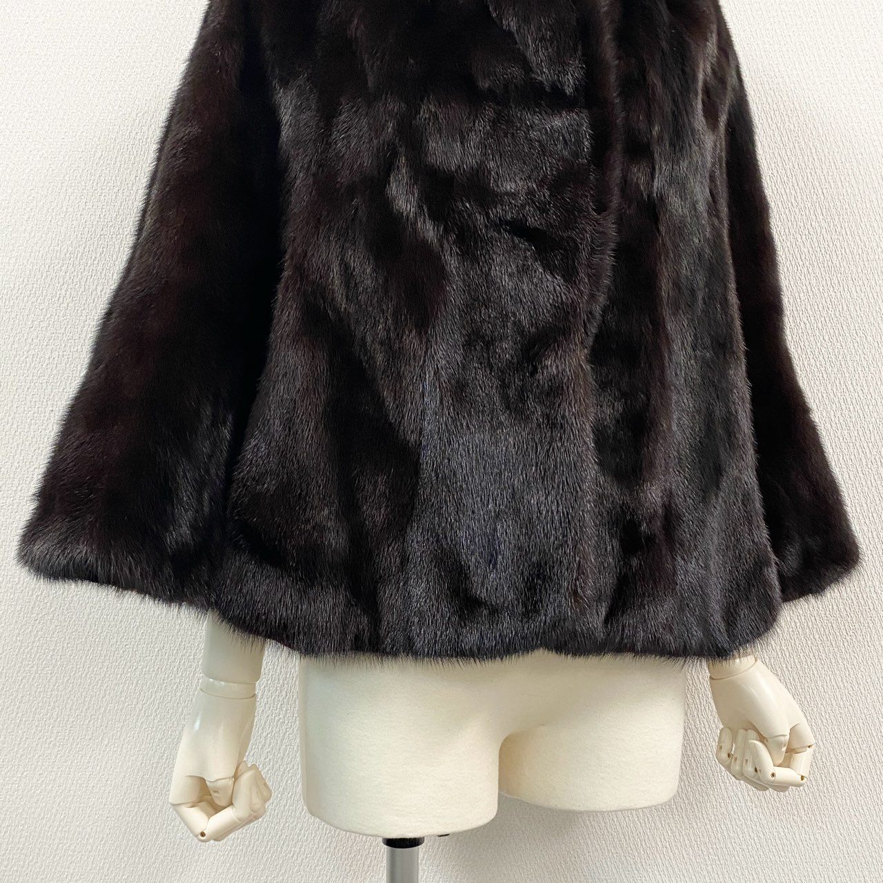 49k19 マホガニーミンク ケープ ポンチョ ダークブラウン 本毛皮 MINK FUR リアルファー コート ショール 羽織t18r