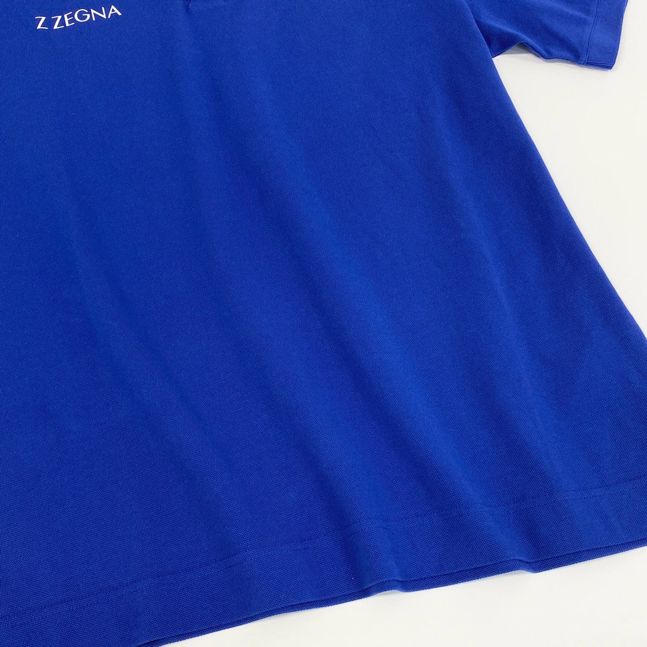 24i25 《未使用》 Z ZEGNA × MASERATI ゼニア マセラティ 半袖ポロシャツ トップス コラボ ハーフジップ サイズXL ブルー メンズ ゴルフu02t