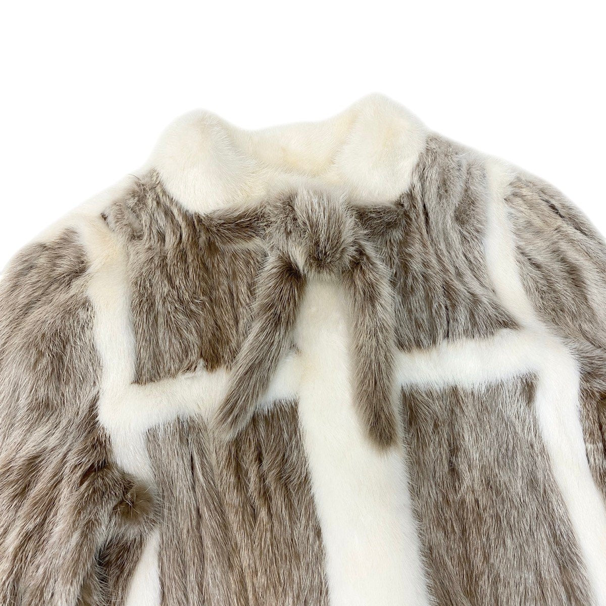 93h9 GRAMORLY 希少デザイン パールミンク  ファーコート サイズ9 ホワイト × 茶系 本毛皮 Pearl Mink Fur Coatt18r