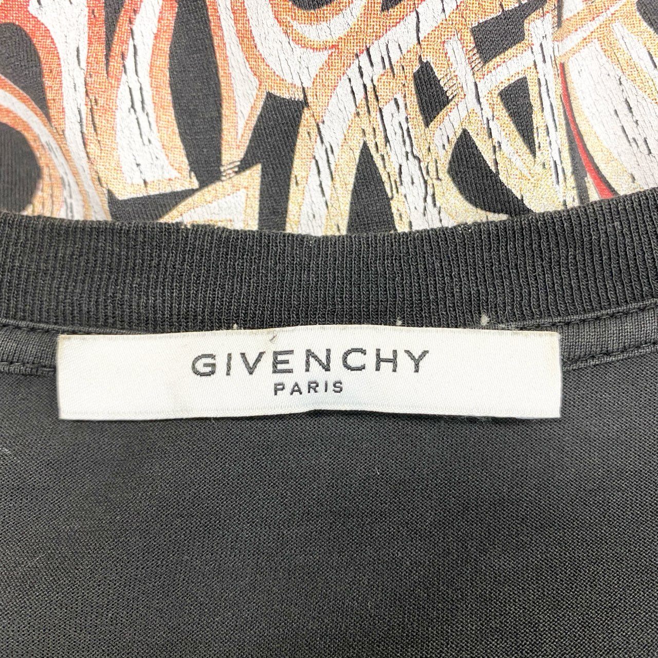 44b17 GIVENCHY ジバンシィ 半袖Tシャツ プリントTシャツ ディストレイスト加工 Sサイズ ブラック コットン100％ メンズ 男性用u02t