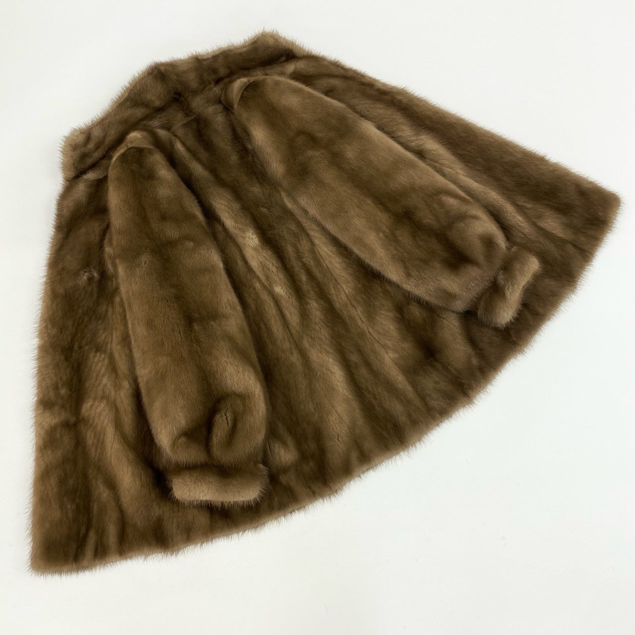 54L4 パステルミンク セミロングコート サイズ9号 茶系 本毛皮 MINK FUR リアルファー ポケット有 毛並み◎t18r