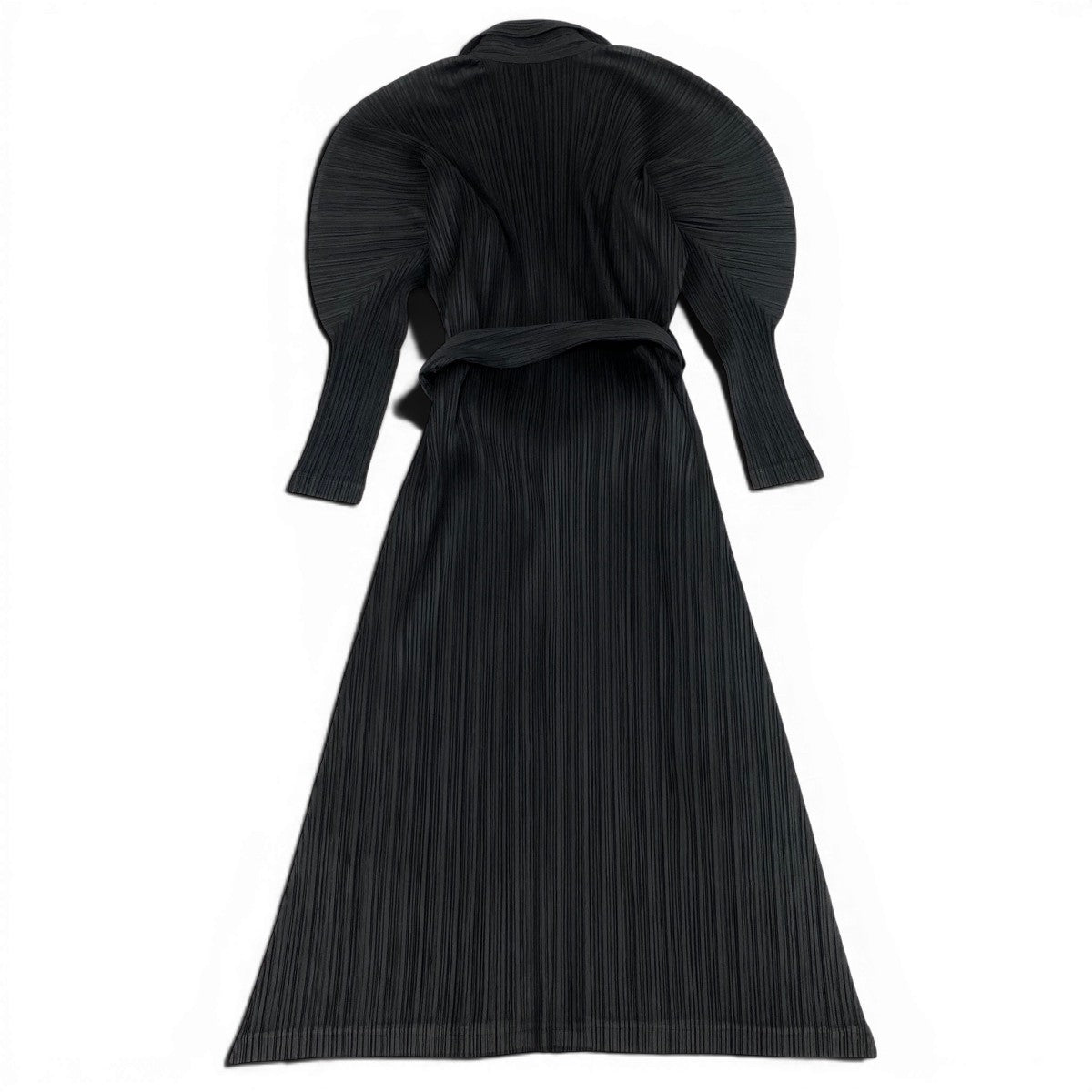 Ag10 【美品】 PLEATS PLEASE プリーツプリーズ ガウンコート ロングコート プリーツ加工 PP33-JA422 サイズ3 ブラック ポリエステル100％ レディースt18r