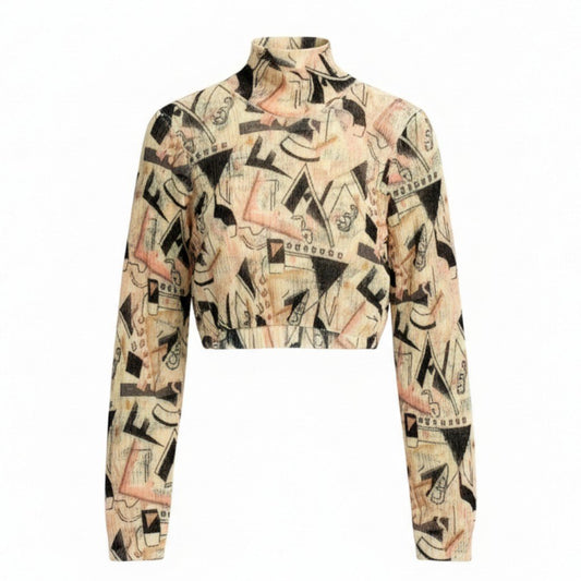 Aa9 FENDI フェンディ 22年 モヘアニット ロングスリーブ セーター 総柄 ローゲージニット ハイネック レディース 女性用 38 マルチカラーo07t