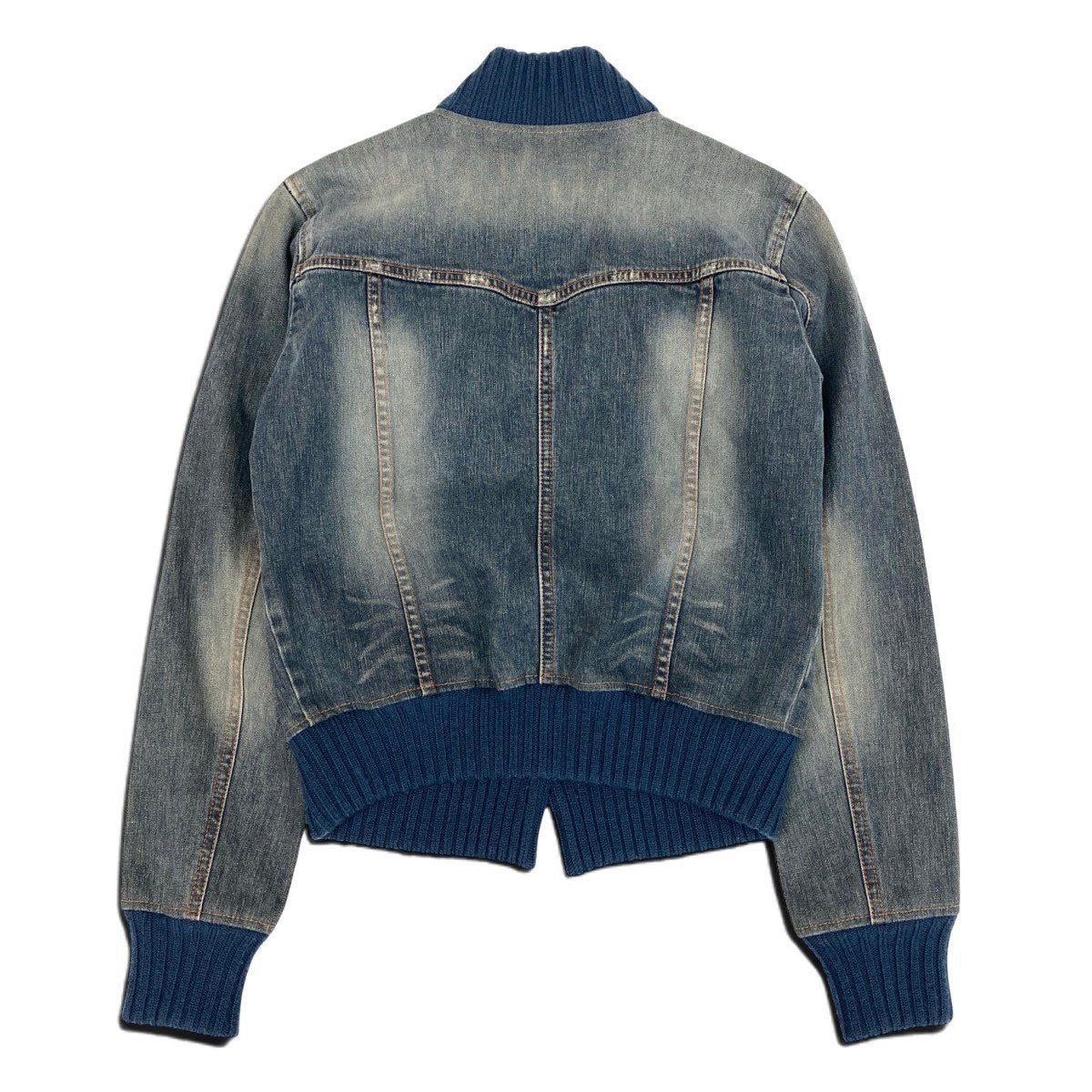 h17 BURBERRY BLUE LABEL クロップドデニムジャケット リブ付き 38サイズ インディゴ レディース 女性用k02i