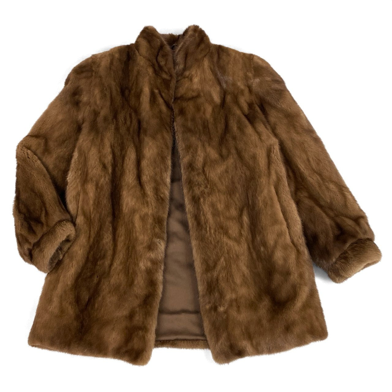 49L8 SAGA MINK サガミンク 銀サガ デミバフミンク ファーコート サイズ13号 ブラウン 最高級本毛皮 MINK FUR ポケット有t18r