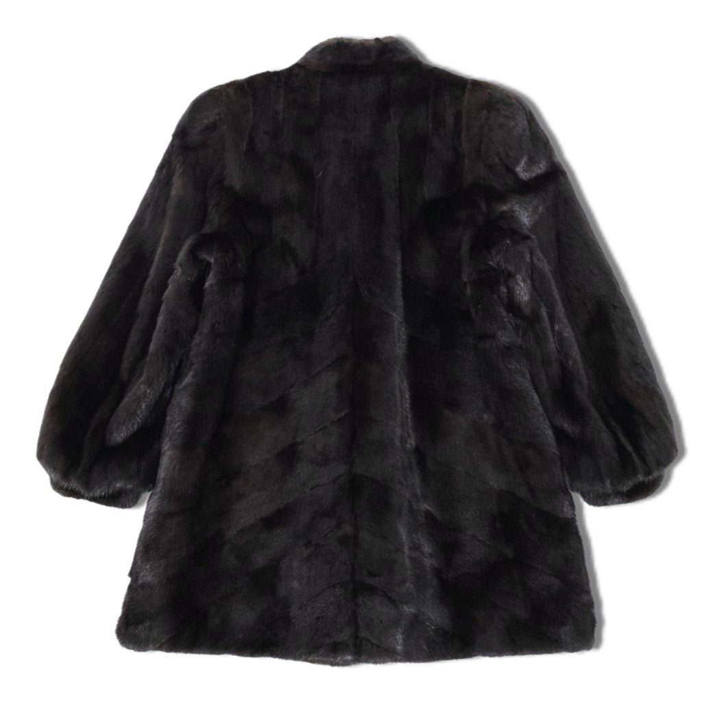 1l27 Black Jewel ブラックジュエル 希少デザイン ダークミンク ロングコート サイズ11号 ダークブラウン 本毛皮 MINK FURt18r