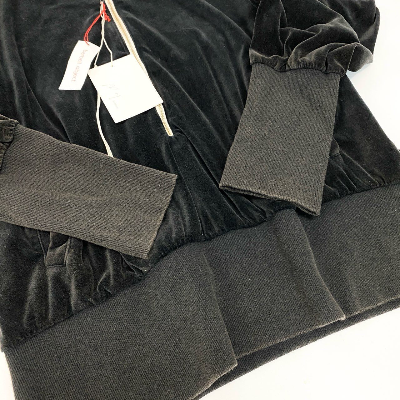 83c4【美品】barbell object バーベルオブジェクト ANCELLM ベロアセットアップ トラックジャケット トラックパンツ bo-24a-anc01 Fサイズ ブラック メンズ 男性用o07t