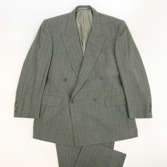 62l24 Burberry's バーバリーズ スーツセットアップ テーラードジャケット スラックス ダブルプレスト BB4サイズ グレー系 ウール100％ メンズo07t