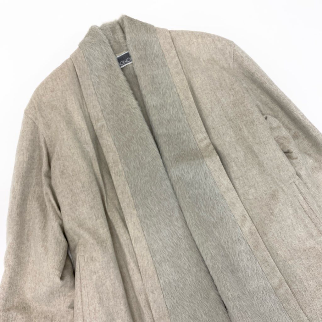 6l25《未使用保管品》定価95万 AGNONA アニオナ カシミヤ × アルパカ ロングコート サイズ40 ベージュ 最高級 タグ付き イタリア製t18r