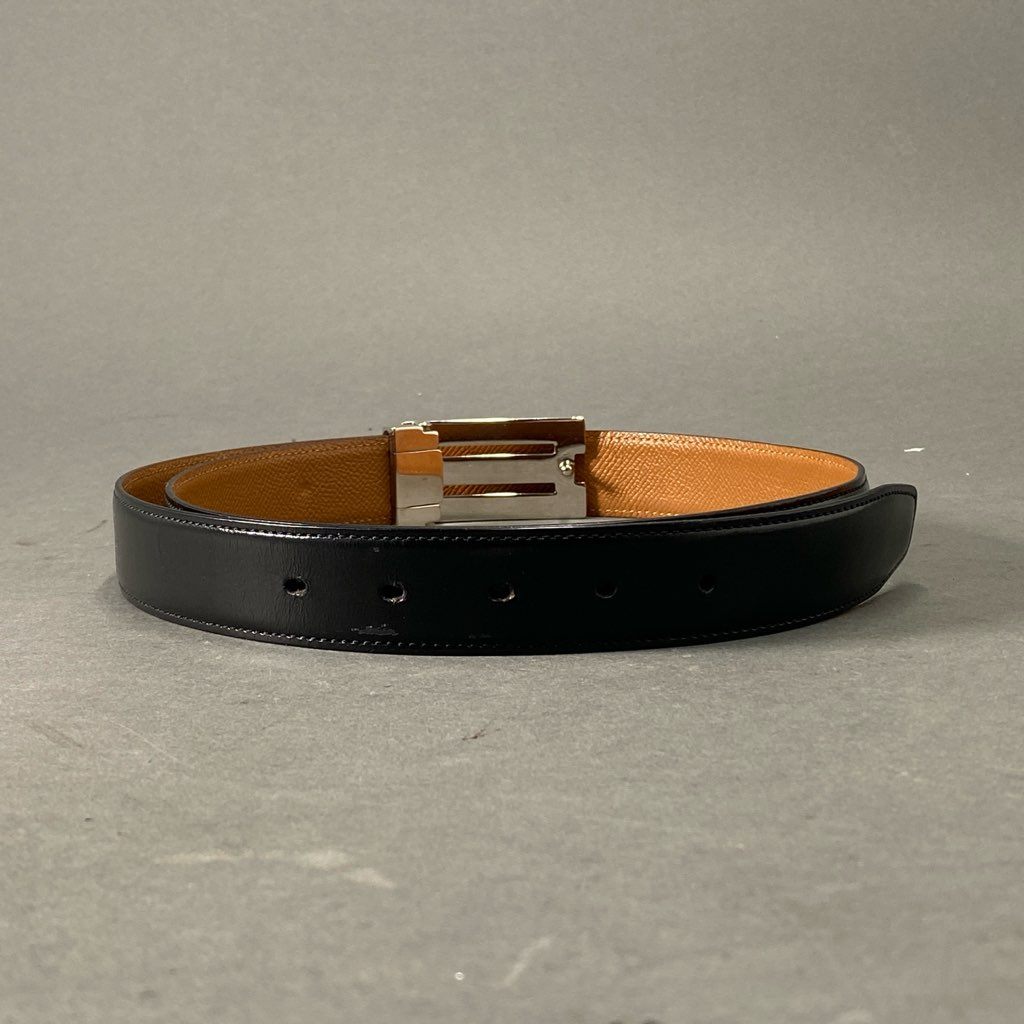 d2 BVLGARI ブルガリ レザーベルト Leather Belt ブラック メタルバックル 紳士用 ビジネス フォーマル 小物