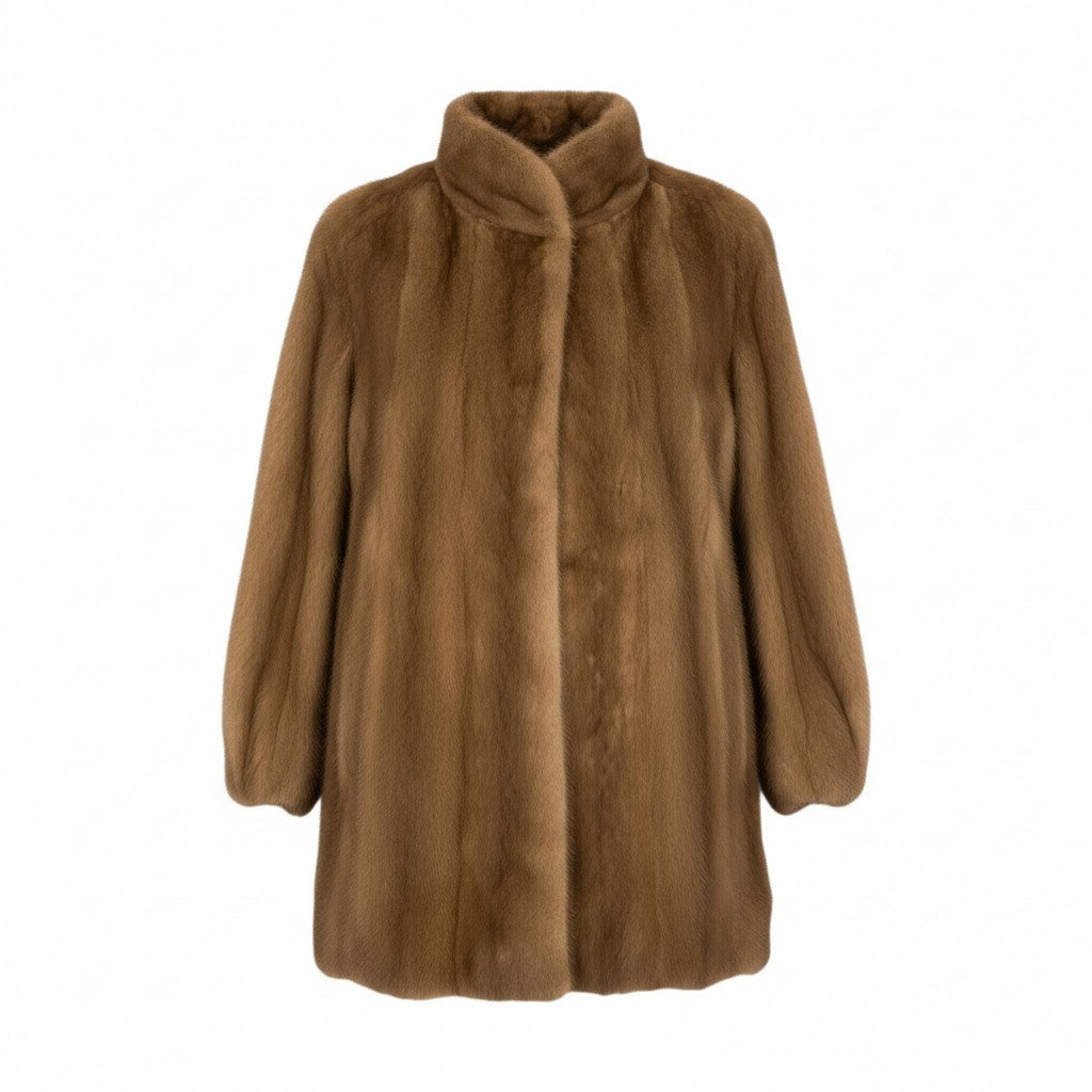 44L10 palody パステルミンク ファーコート サイズ9号 茶系 本毛皮 MINK FUR 毛質◎ 毛並み◎t18r