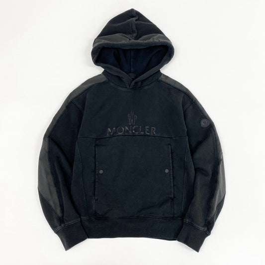 7f11 MONCLER モンクレール FELPA CON ロゴプリント パーカー フーディ プルオーバー G20918G00025 S ブラック コットン