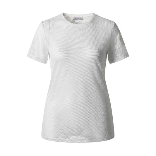 Ag10 【美品】MONCLER メッシュTシャツ ロゴワッペン レイヤードカットソー XSサイズ ホワイト ポリエステル100％ ホワイト100％ta1ta1