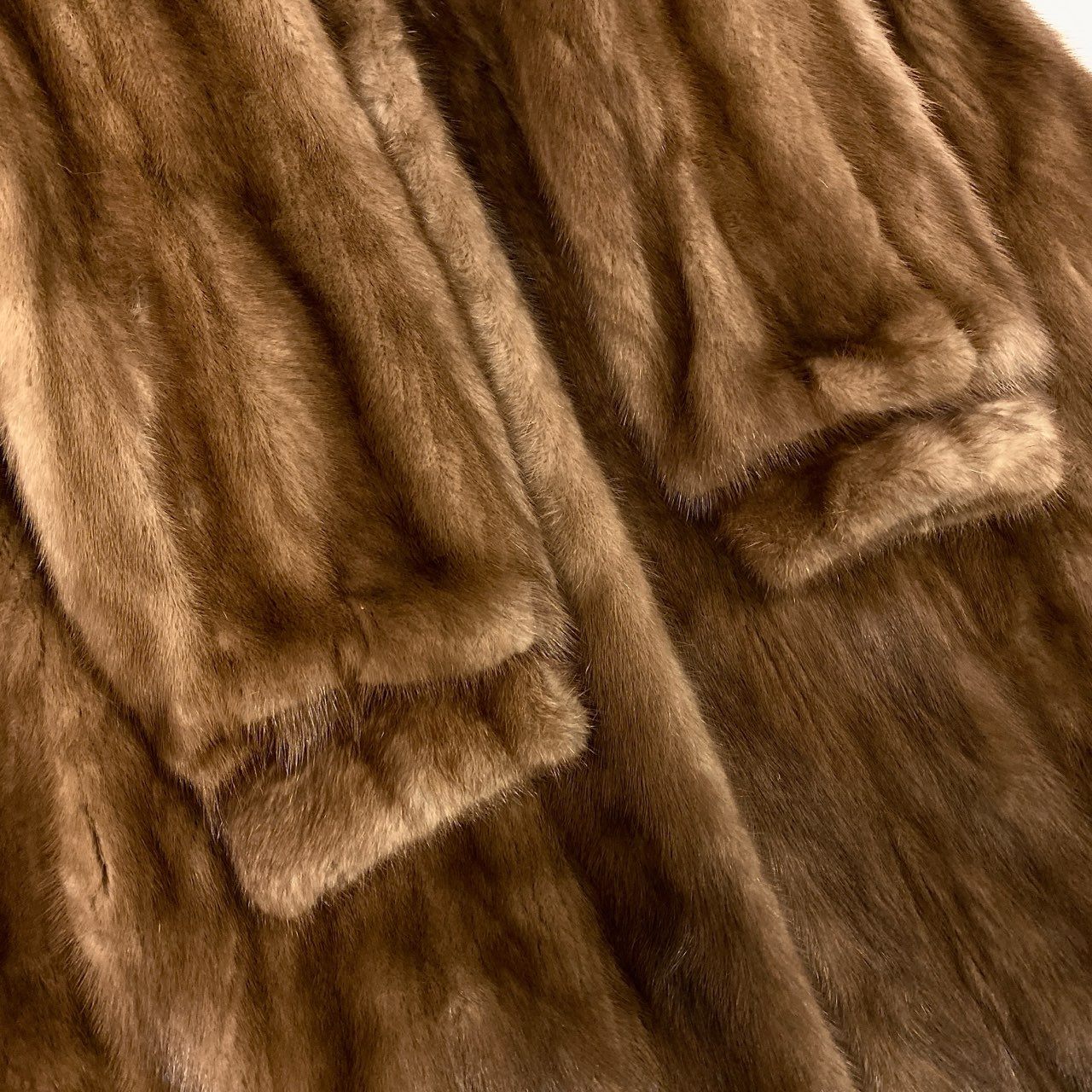 49L4 デミバフミンク 着丈110cm 超ロングコート 13号 ブラウン 最高級本毛皮 MINK FUR COAT リアルファー ポケット有t18r