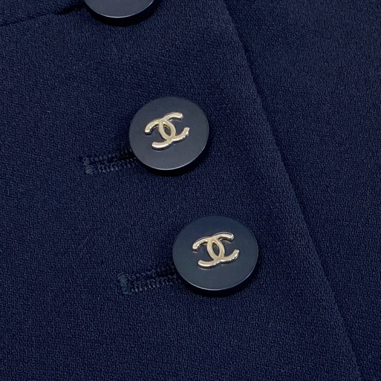 Cb16 Vintage CHANEL シャネル 1996 ロングジャケット テーラードジャケット ココマークボタン P06370 42 ダークネイビー ウール レディースu02t