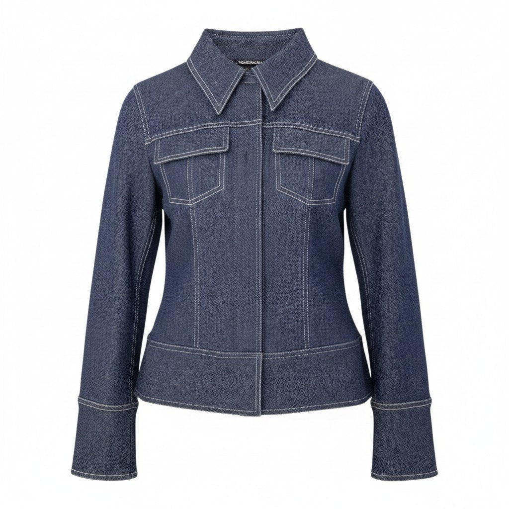 Ef9 DOLCE＆GABBANA デニムジャケット シャツジャケット レオパード イタリア製 38サイズ インディゴ レディース 女性用u02t