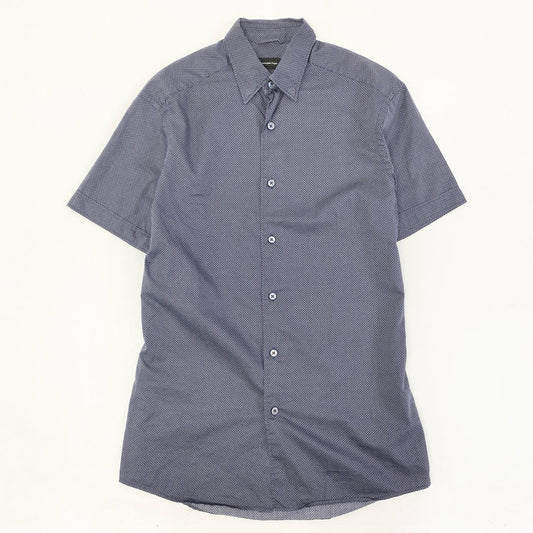11i16 《美品》 Ermenegildo Zegna エルメネジルドゼニア 半袖シャツ ボタンダウンシャツ トップス CAMICIA GOMLEX サイズS ネイビー コットン メンズu02t