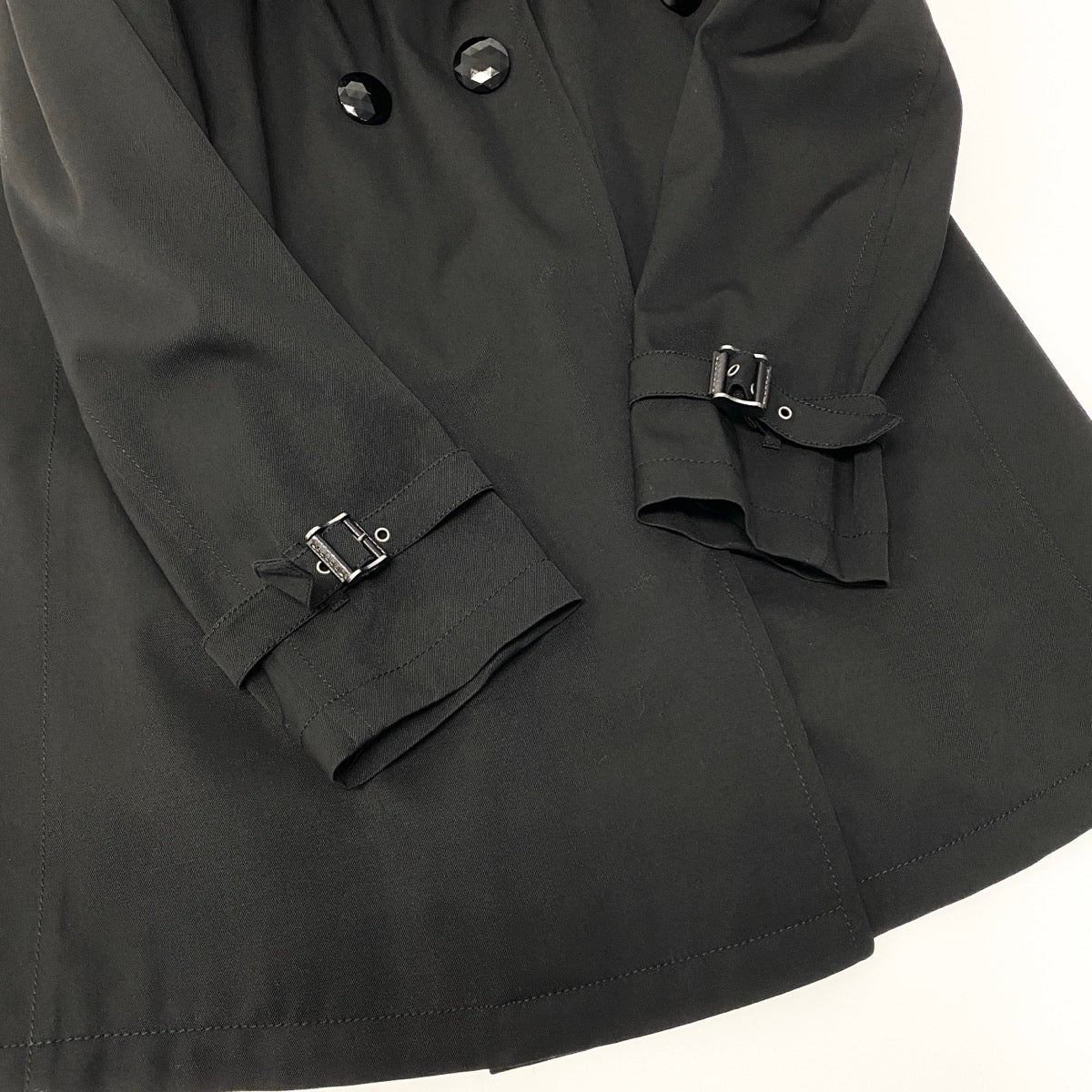 42e13 【美品】Salvatore Ferragamo サルヴァトーレフェラガモ ロングトレンチコート ウールカシミヤコート アウター イタリア製 44サイズ ブラック レディース 女性用u02t