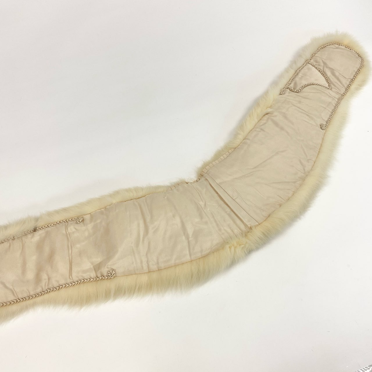 50j23 最高級毛皮 フォックスファー 毛皮マフラー 大判ティペット ボリューム◎ アイボリー フォックス レディース 本毛皮u02t