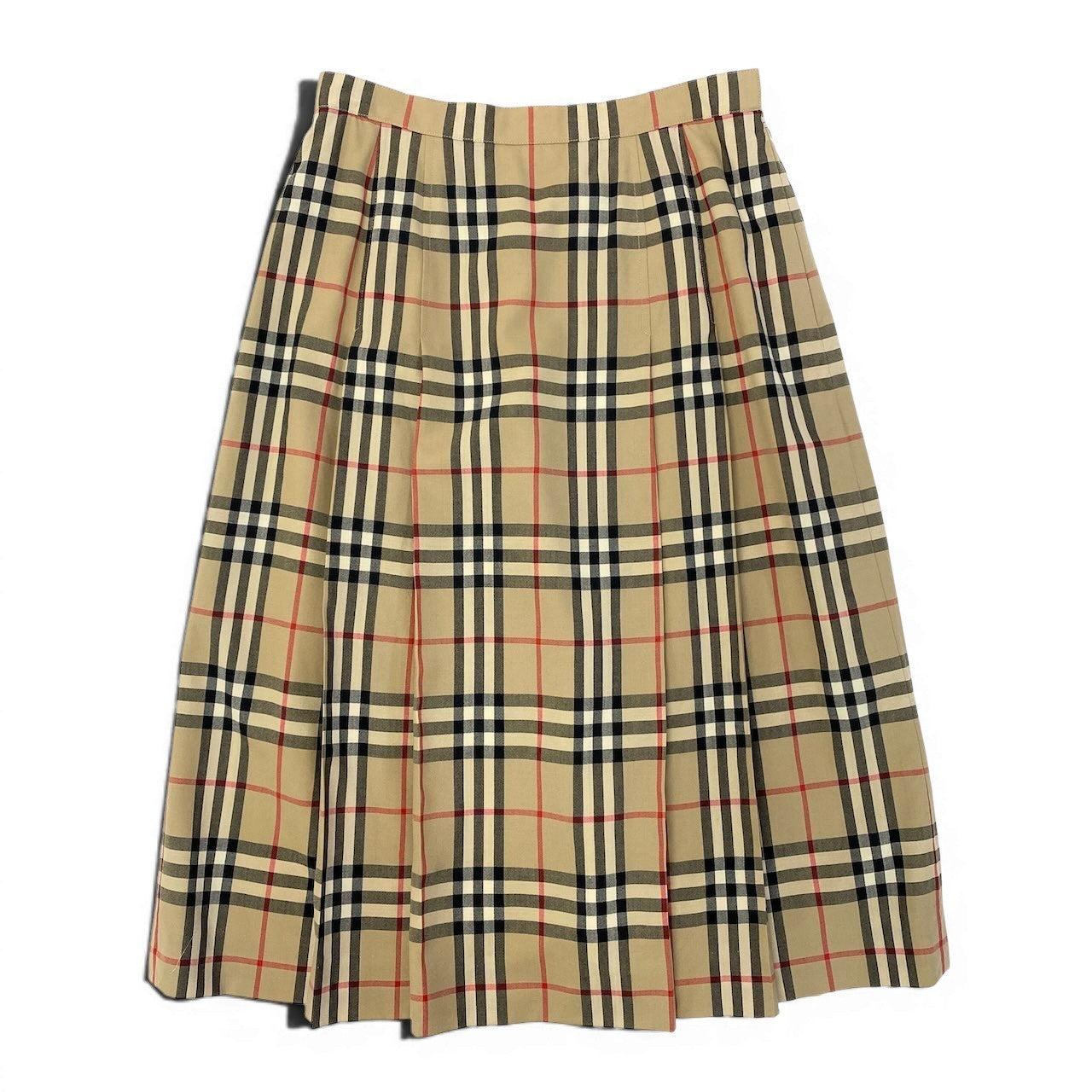 67e7 Burberry‘s バーバリー ノバチェック タックスカート ミディ丈 FX003-625 ベージュ サイズ13 ウール100％ レディース 女性服u02t
