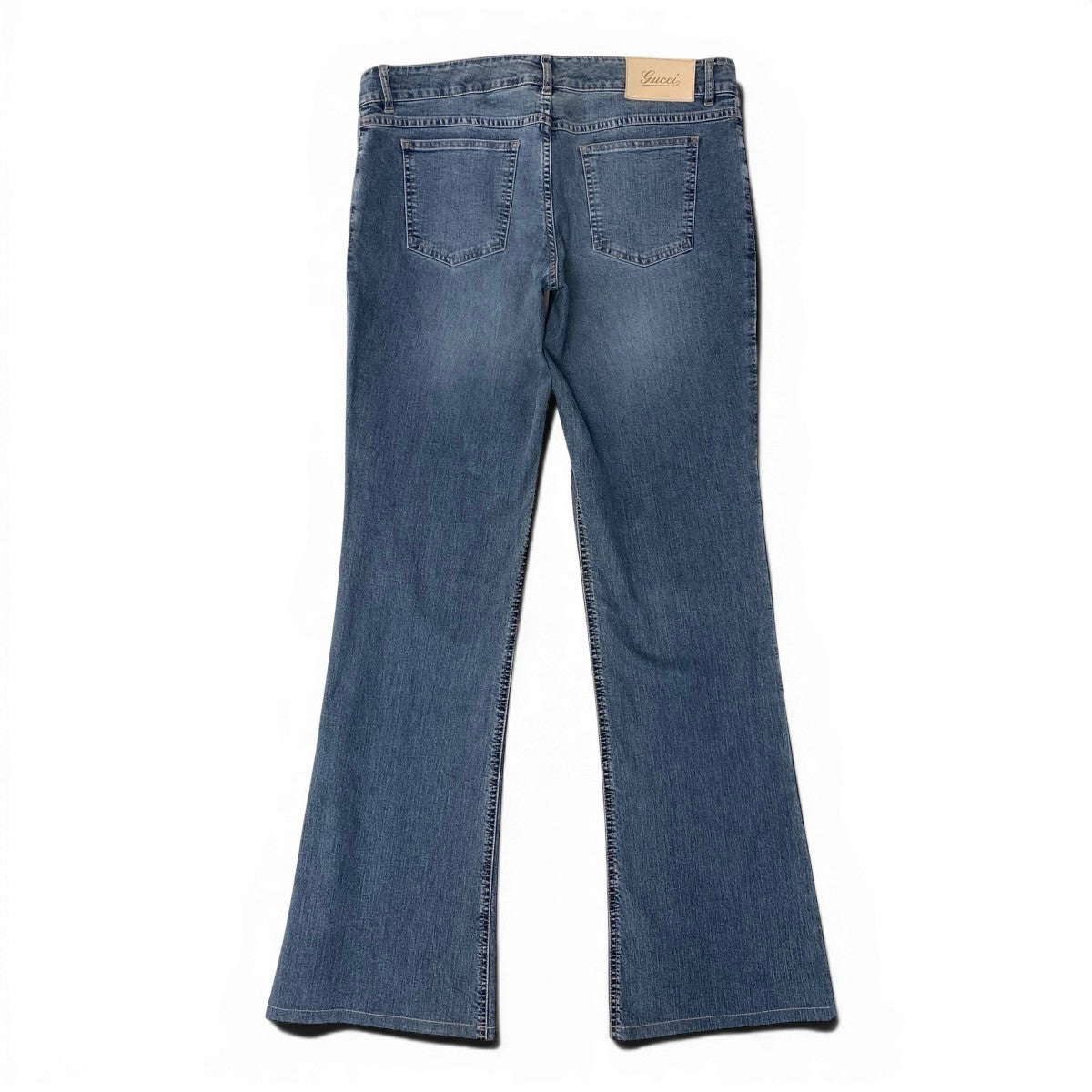 Ef11 GUCCI グッチ ゴールドチャーム付 フレアデニム ジーンズ サイズ44 インディゴ レディース女性用t18r