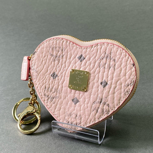 e5 MCM エムシーエム ハート型 レザー コインケース ピンク Leather Heart Key Pouch 財布