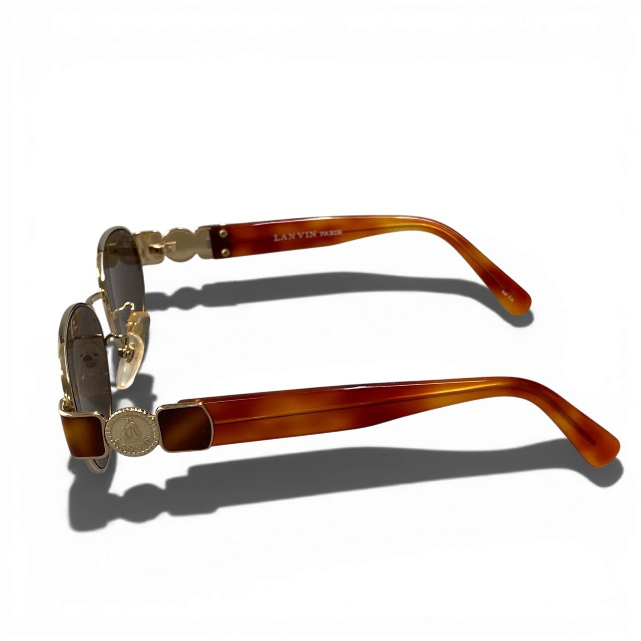 a6 LANVIN ランバン ツーポイント ロゴ サングラス アイウェア 小物 ブラウン メンズ 男性用k02i