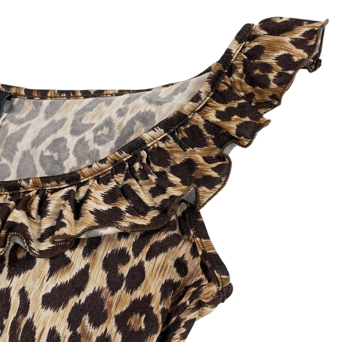 i18 D＆G DOLCE＆GABBANA タンクトップ フリル レオパード イタリア製 38サイズ ブラウン レディース 女性用u02t