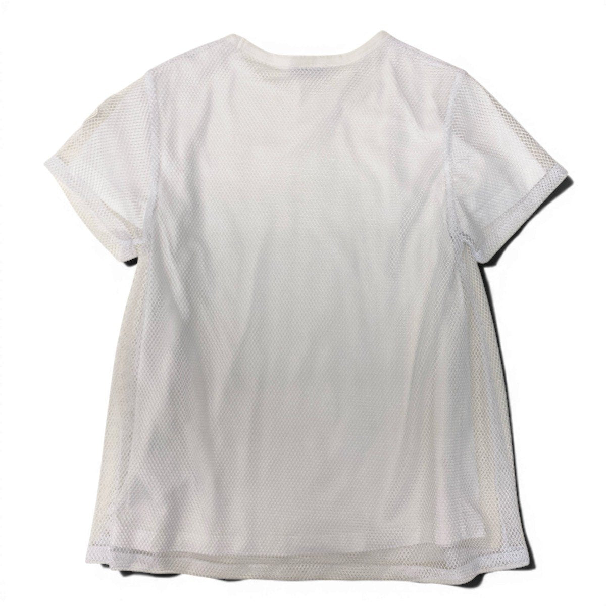 Ag10 【美品】MONCLER メッシュTシャツ ロゴワッペン レイヤードカットソー XSサイズ ホワイト ポリエステル100％ ホワイト100％ta1ta1