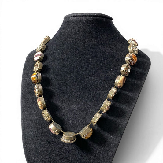 d20 Mariana マリアナ ハンドメイド ヴィンテージゴールド デザインネックレス 茶系 クリスタル ジュエリー アクセサリーt18r