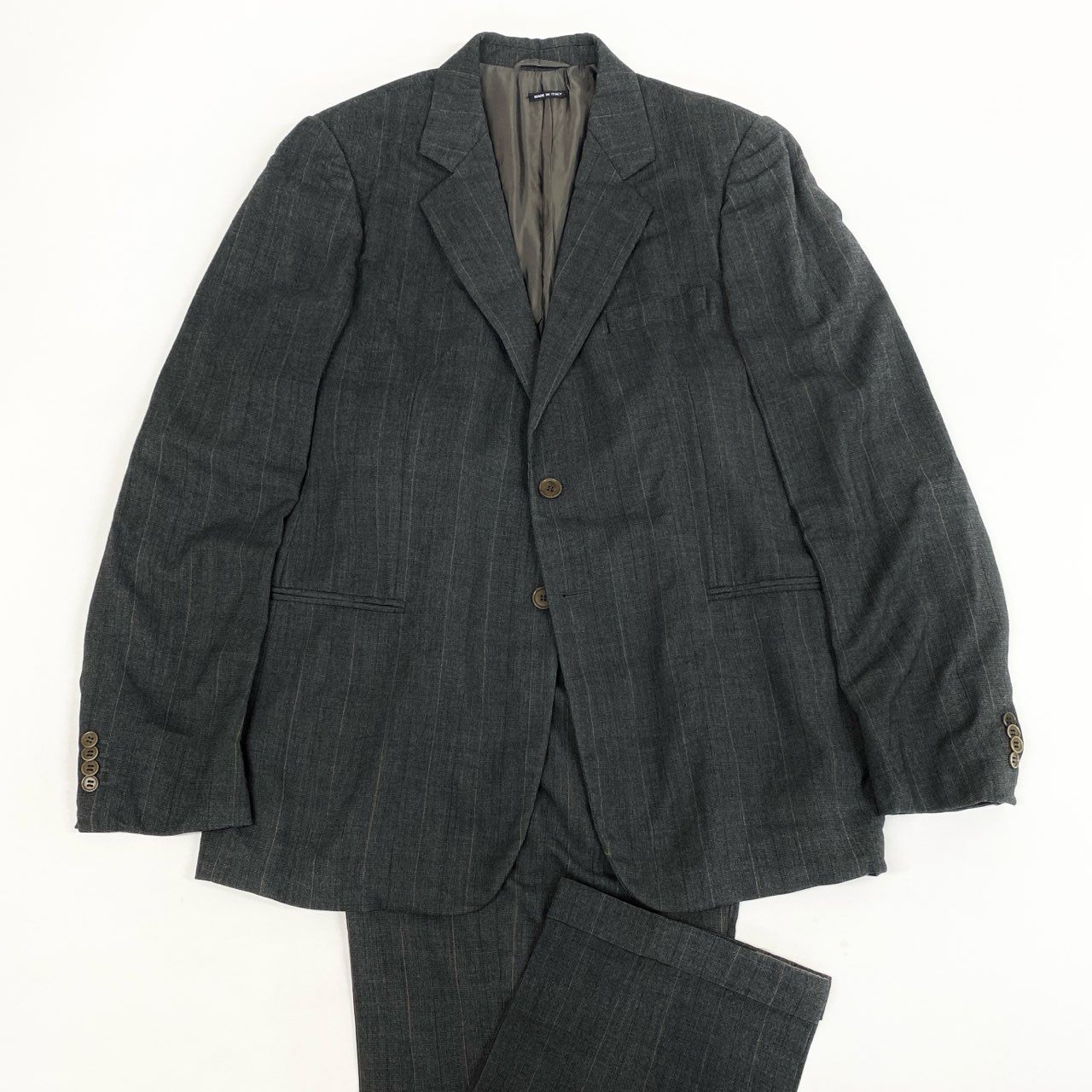 69L17 GIORGIO ARMANI ジョルジオ アルマーニ イタリア製 セットアップ スーツ VINTAGE 大きいサイズ 52 XLサイズ相当 グレー ウール メンズo07t
