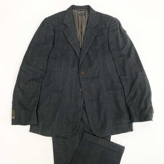 69L17 GIORGIO ARMANI ジョルジオ アルマーニ イタリア製 セットアップ スーツ VINTAGE 大きいサイズ 52 XLサイズ相当 グレー ウール メンズo07t