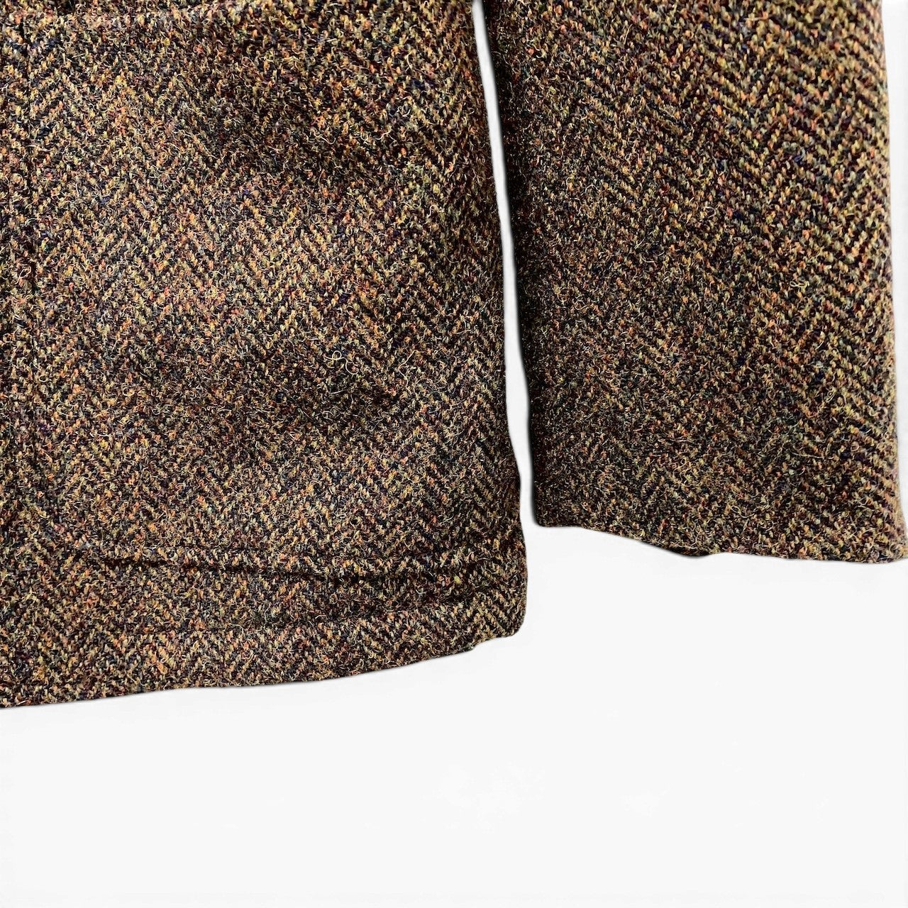 38f15 Freak's store フリークスストア Harris Tweed ハリスツイード テーラードジャケット ツイードジャケット ヘリンボーン柄 サイズS ブラウン系 ウール100％ メンズ 紳士服u02t
