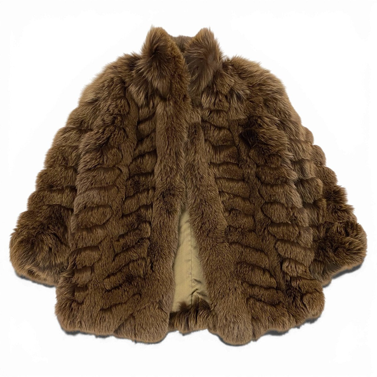 72a15 SAGA FOX サガフォックス 銀サガ 極厚 フォックスファー コート サイズ11 ブラウン 最高級本毛皮 Fox Fur Coatt18r