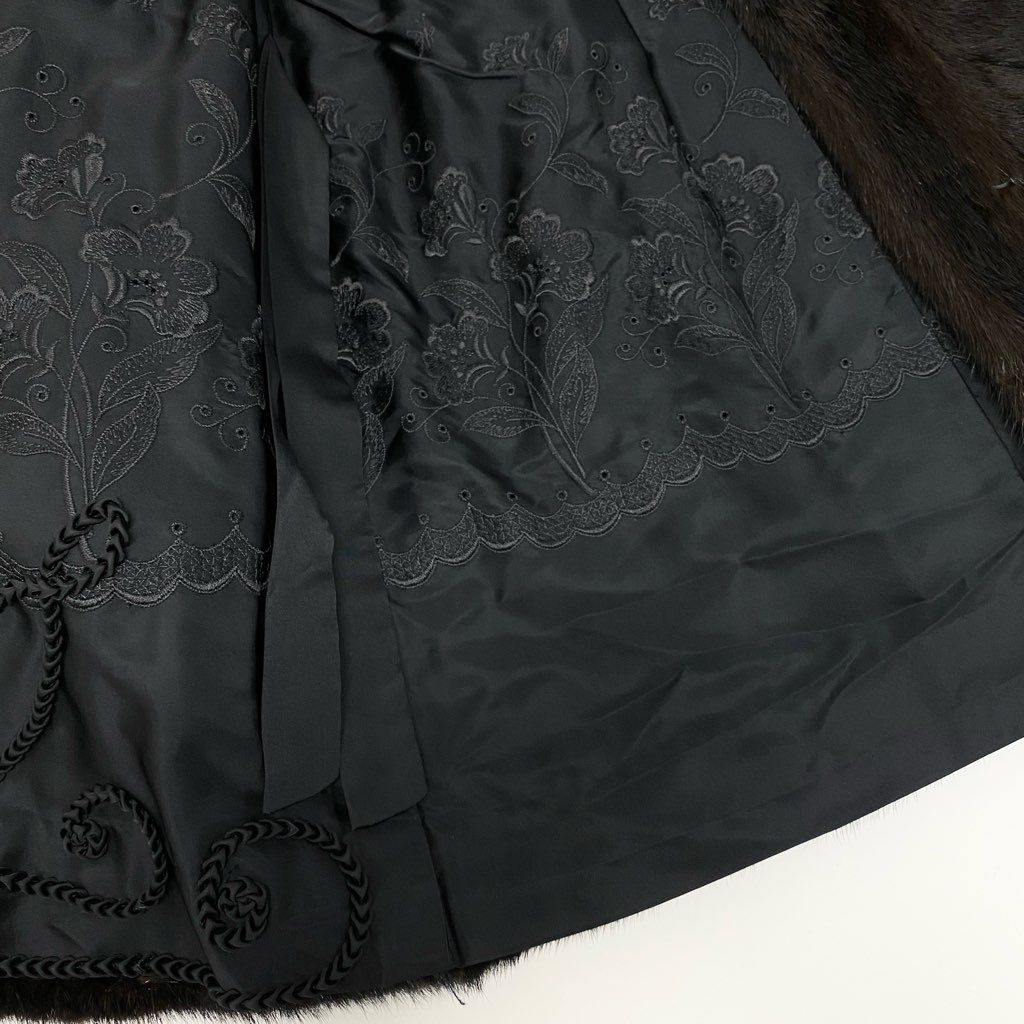 1l27 Black Jewel ブラックジュエル 希少デザイン ダークミンク ロングコート サイズ11号 ダークブラウン 本毛皮 MINK FURt18r
