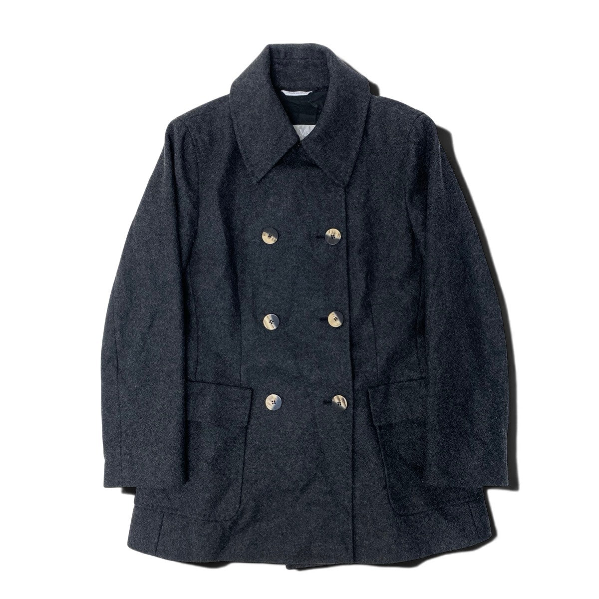 68h18 Max Mara マックスマーラ ダブルブレスト ウールジャケット ハーフコート サイズ44 ダークグレー レディースu02t