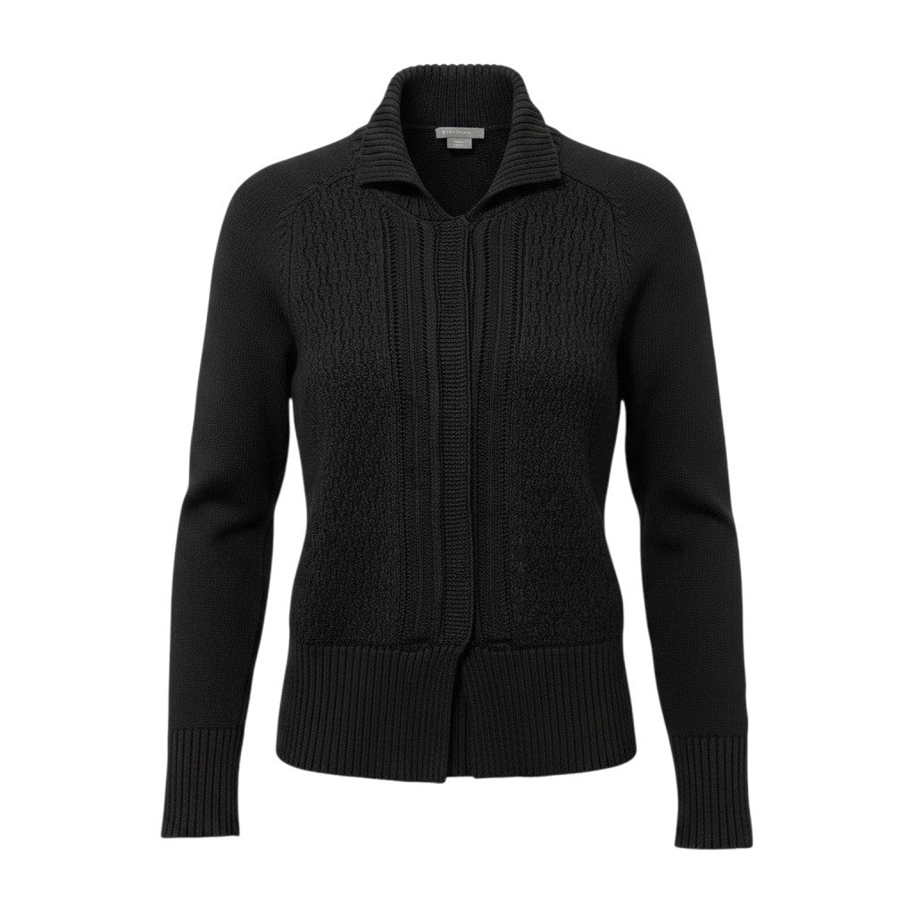 45h16 ARMANI EXCHANGE アルマーニエクスチェンジ ロングスリーブ ニットジャケット リブネック  サイズM ブラック レディース 女性用o07t