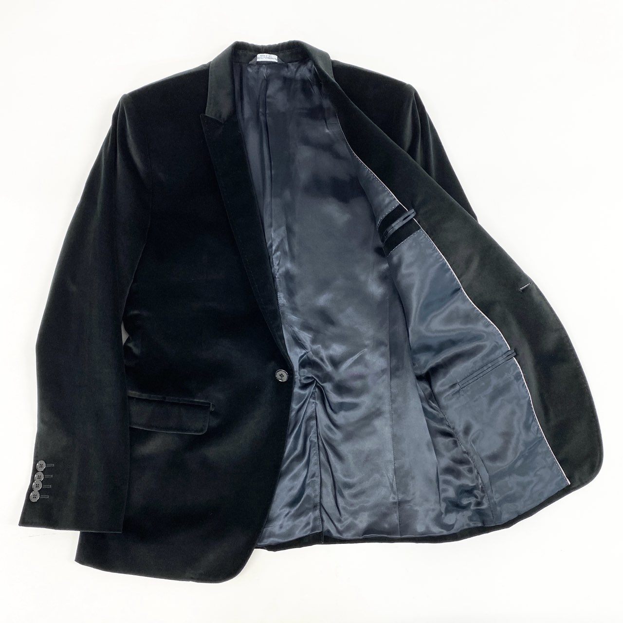 15h29 DOLCE＆GABBANA ドルチェアンドガッバーナ ナローピークドラペル ベロアジャケット ベルベット ジャケット MARTINI 50サイズ ブラック メンズ 男性用k02i