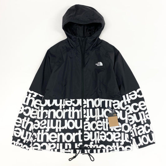 52d18 THE NORTH FACE ザノースフェイス タグ付 ANTORA RAIN HOODIE アントラ レイン フーディ ジャケット プリント NF0A7QF31A6 XXLサイズ ブラック ホワイト ナイロン