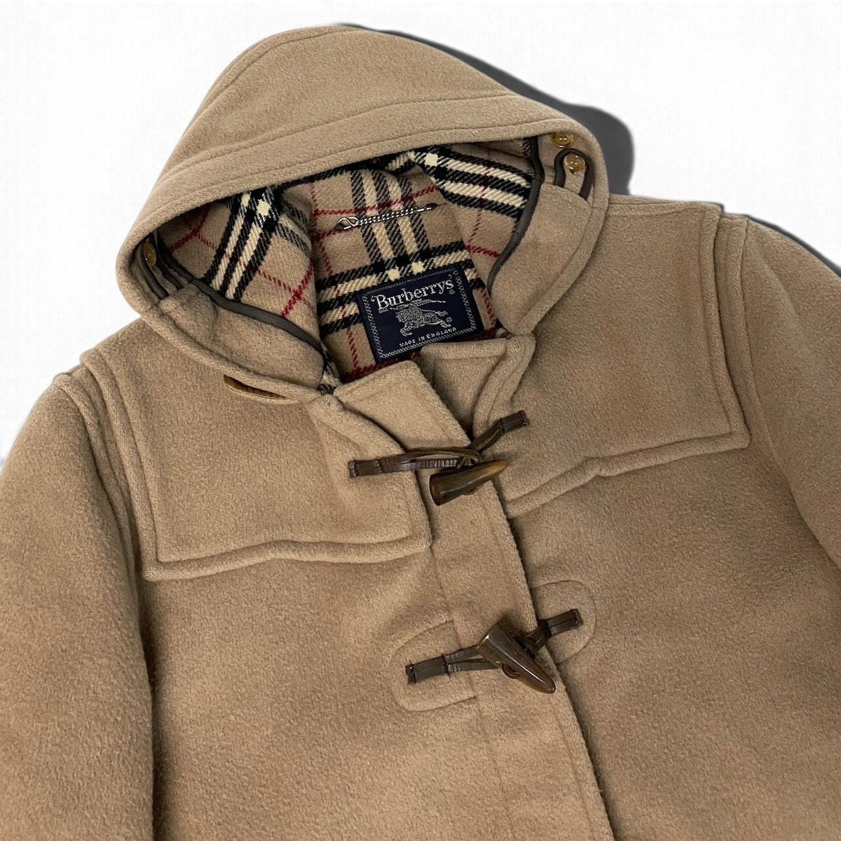 j29 Burberrys ダッフルコート ノバチェック アウター イングランド製 ベージュ ウール100％ メンズ 男性用u02t