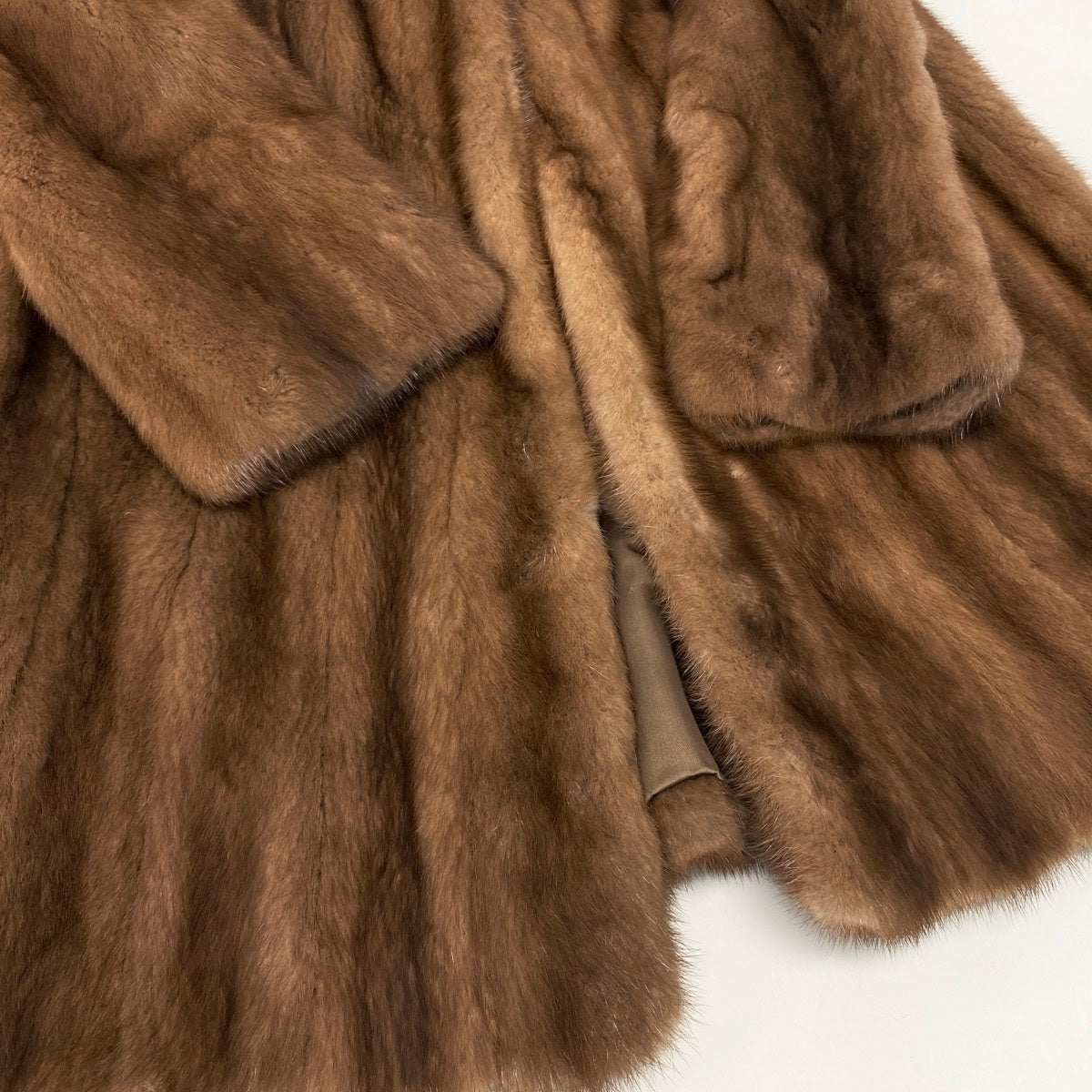 14i20 ROTINY デミバフミンク ロングコート 丈105cm 13 茶系 本毛皮 Mink Fur Long Coatt18r