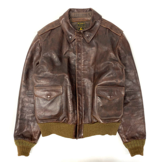27j22《美品》 BUZZ RICKSON’S バズリクソンズ A-2 ホースハイド フライトジャケット BR80531 42 ブラウン レザー AIR ASSOCIATES エア アソシエイツt18r